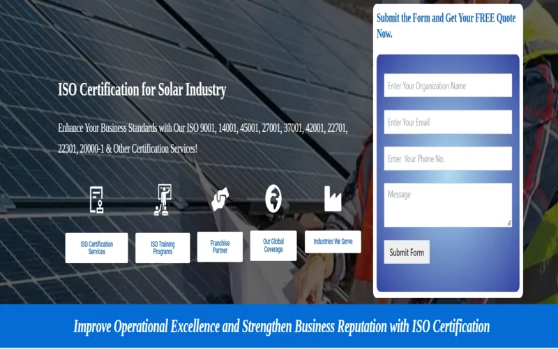 ISO Certification for Solar Industry