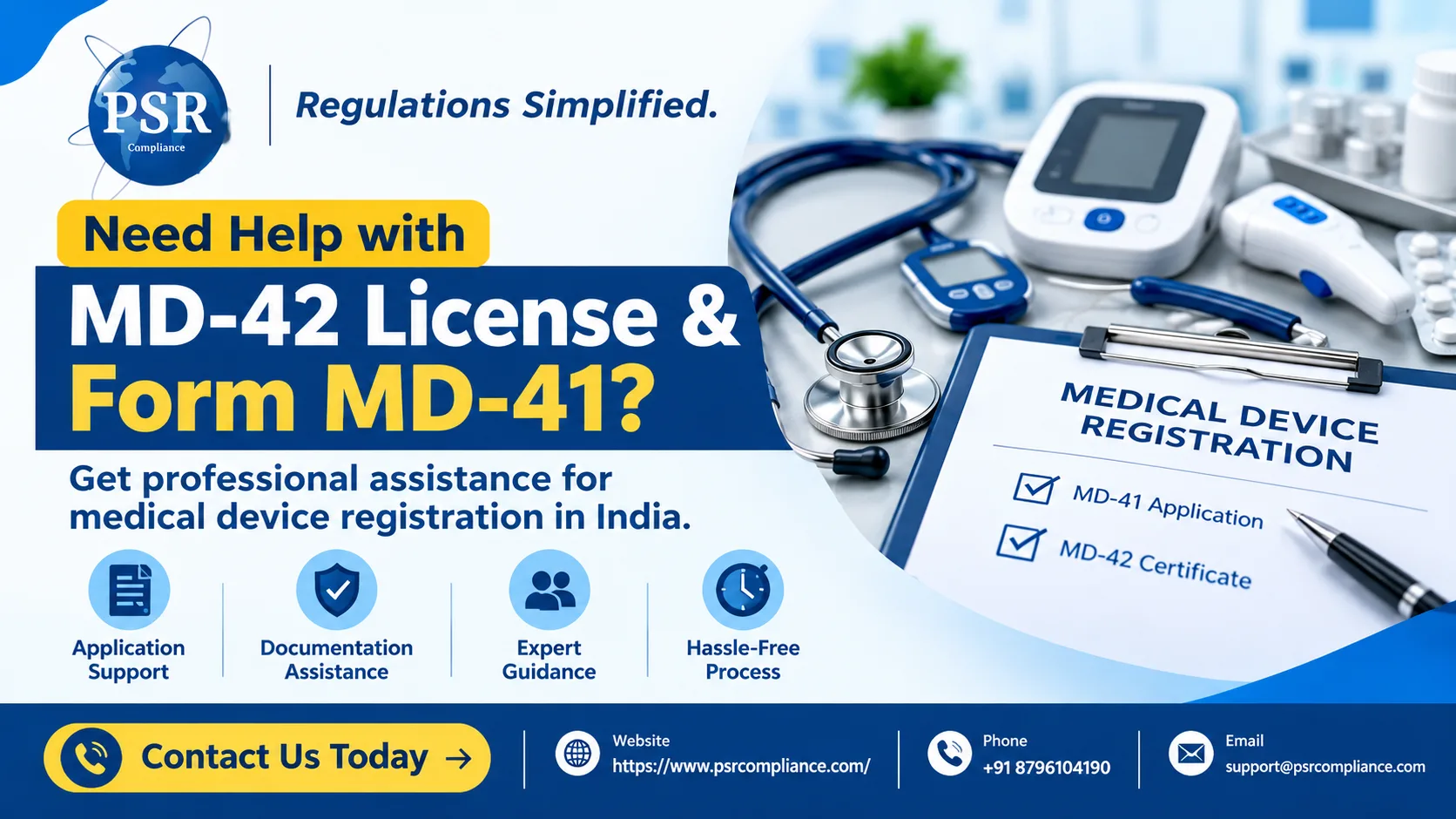MD-42 License and Form MD-41: Registration to Sell and Stock Medical Devices in India