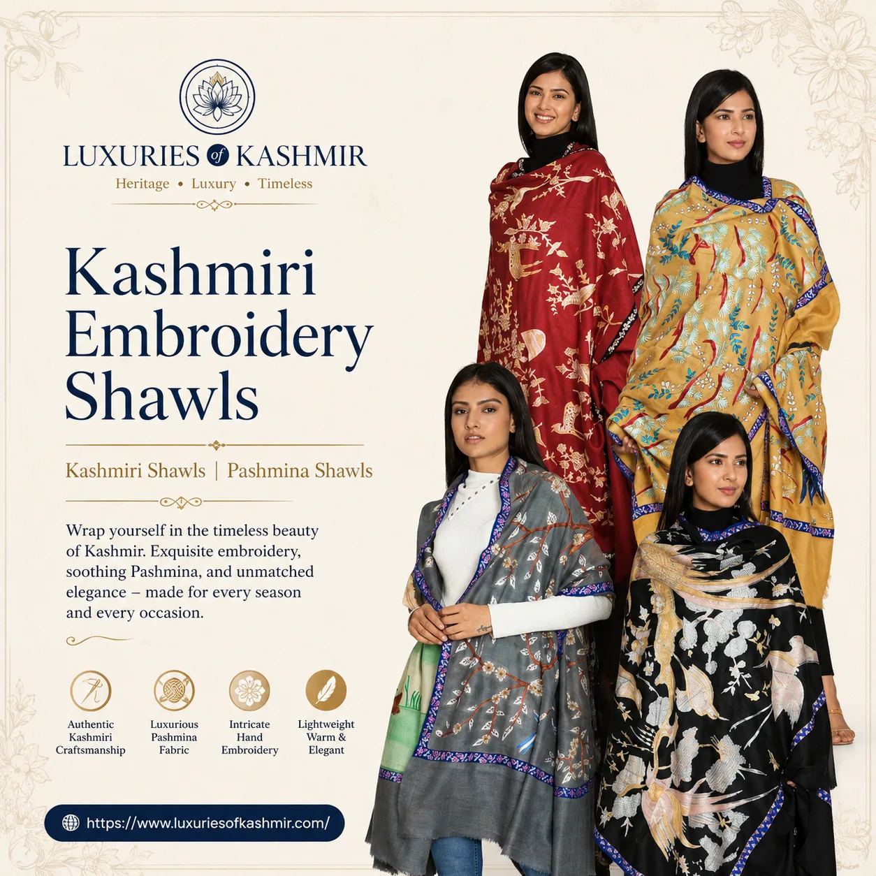Authentic Kashmiri Shawls & Pure Pashmina Collection | Luxuries of Kashmir