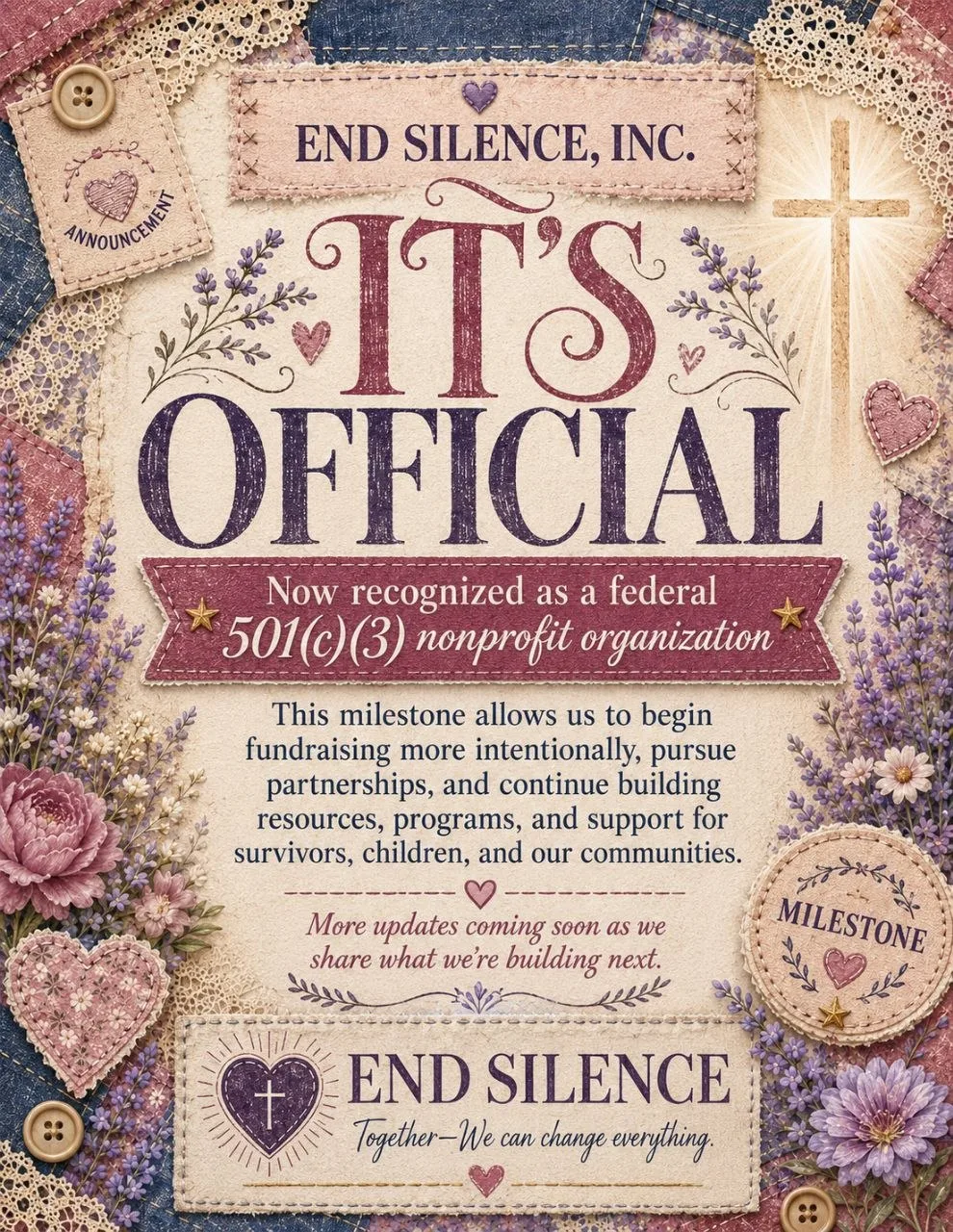 End Silence, Inc. Announces Nonprofit Formation and Federal 501(c)(3) Tax-Exempt Status