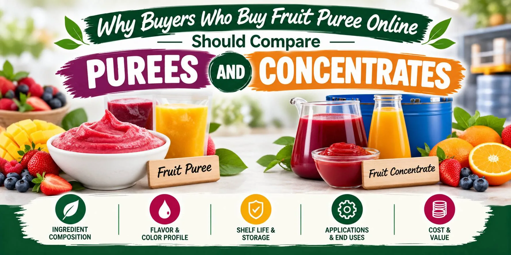 Why Buyers Who Buy Fruit Puree Online Should Compare Purees and Concentrates