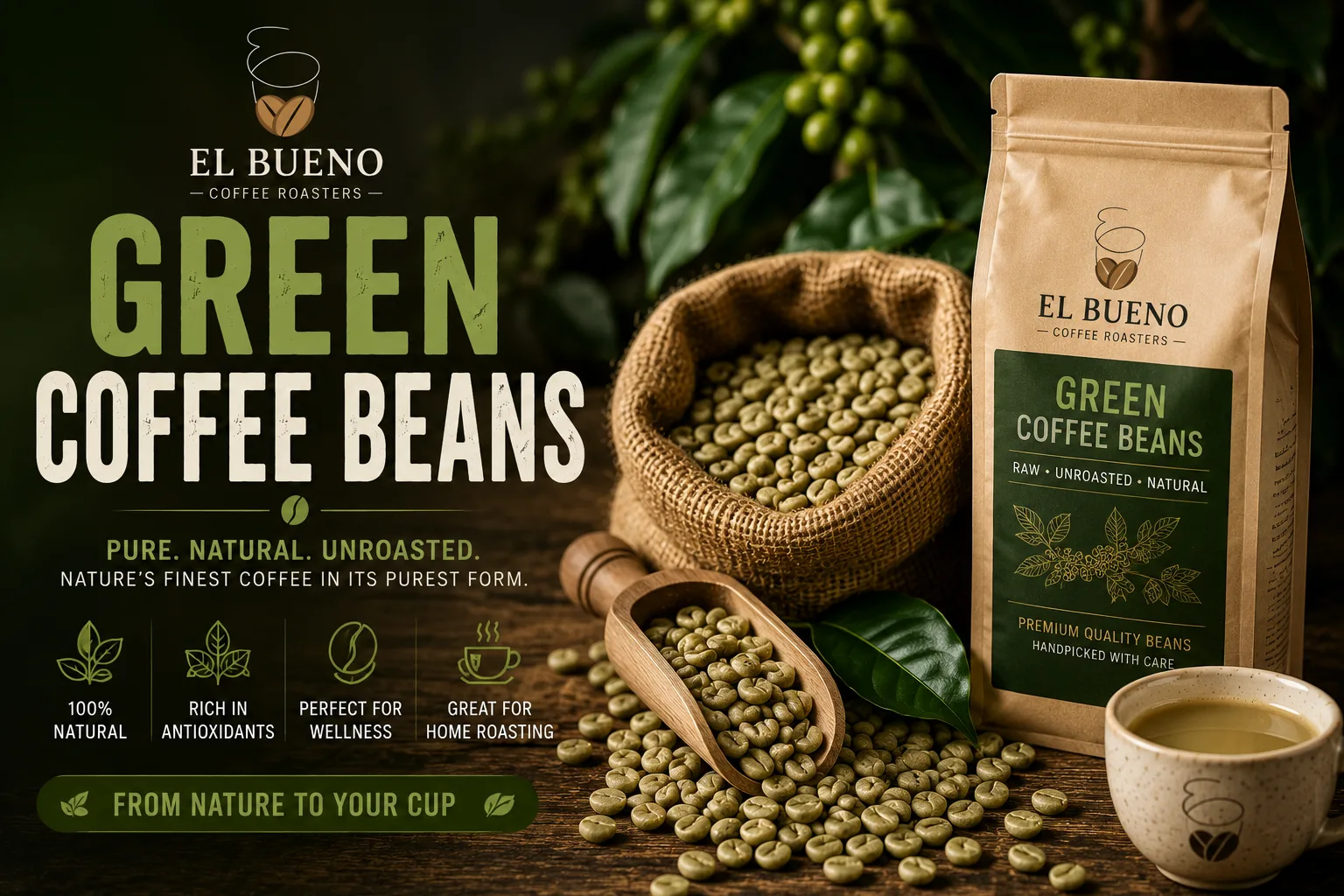 Green Coffee Beans - Discover Fresh Wellness Coffee with El Bueno Coffee Roasters