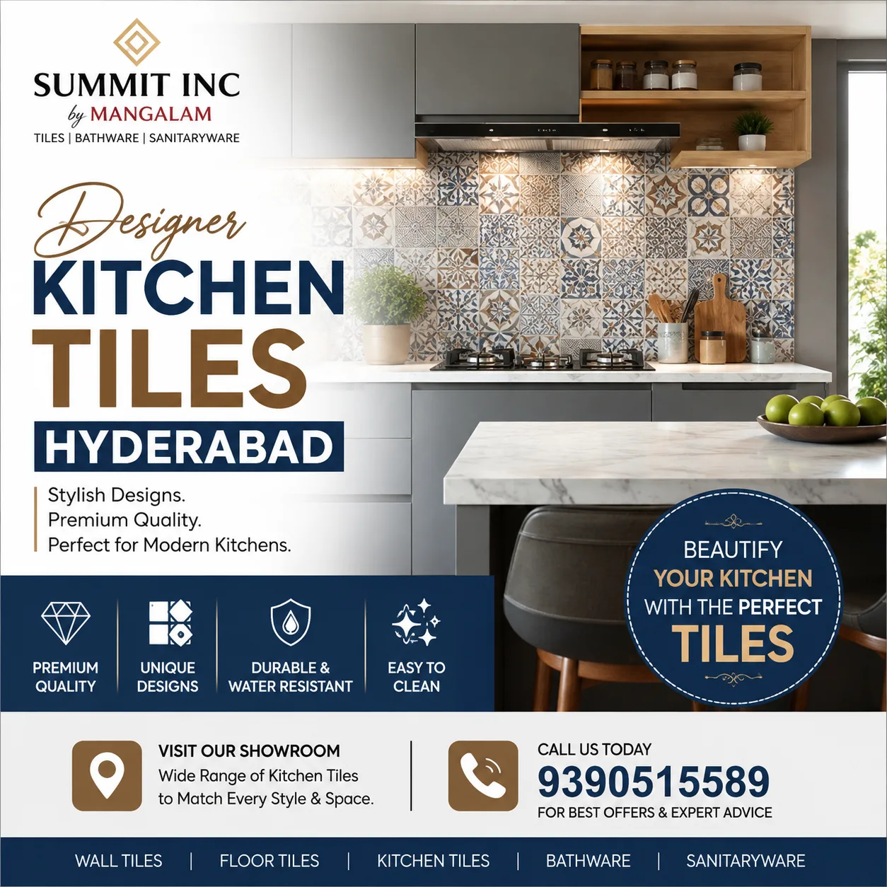 Transform Your Home with Designer Kitchen Tiles, Bathroom Tiles and Stylish Wall Designs in Hyderabad