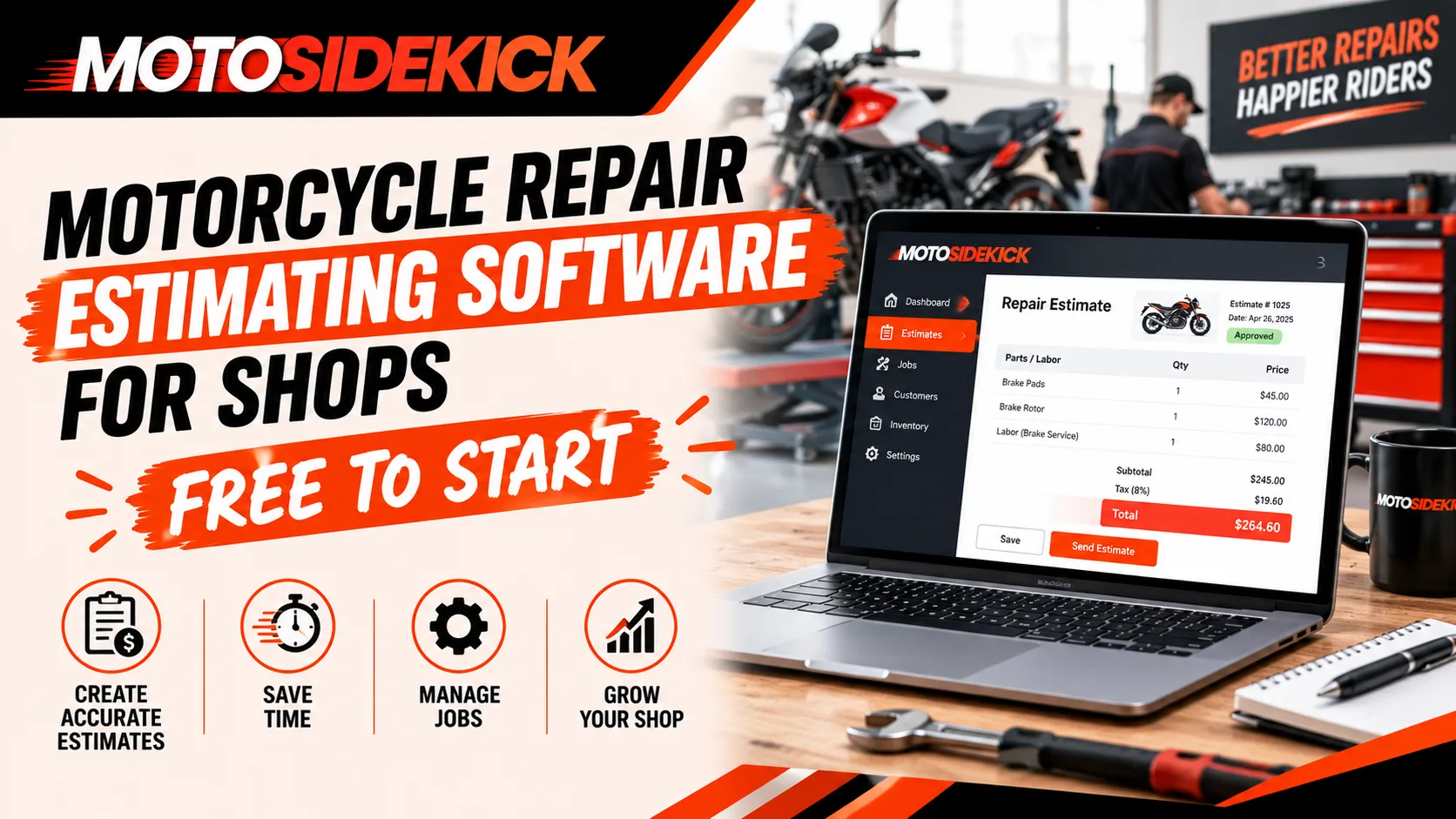 Motorcycle Repair Estimating Software for Shops - Free to Start