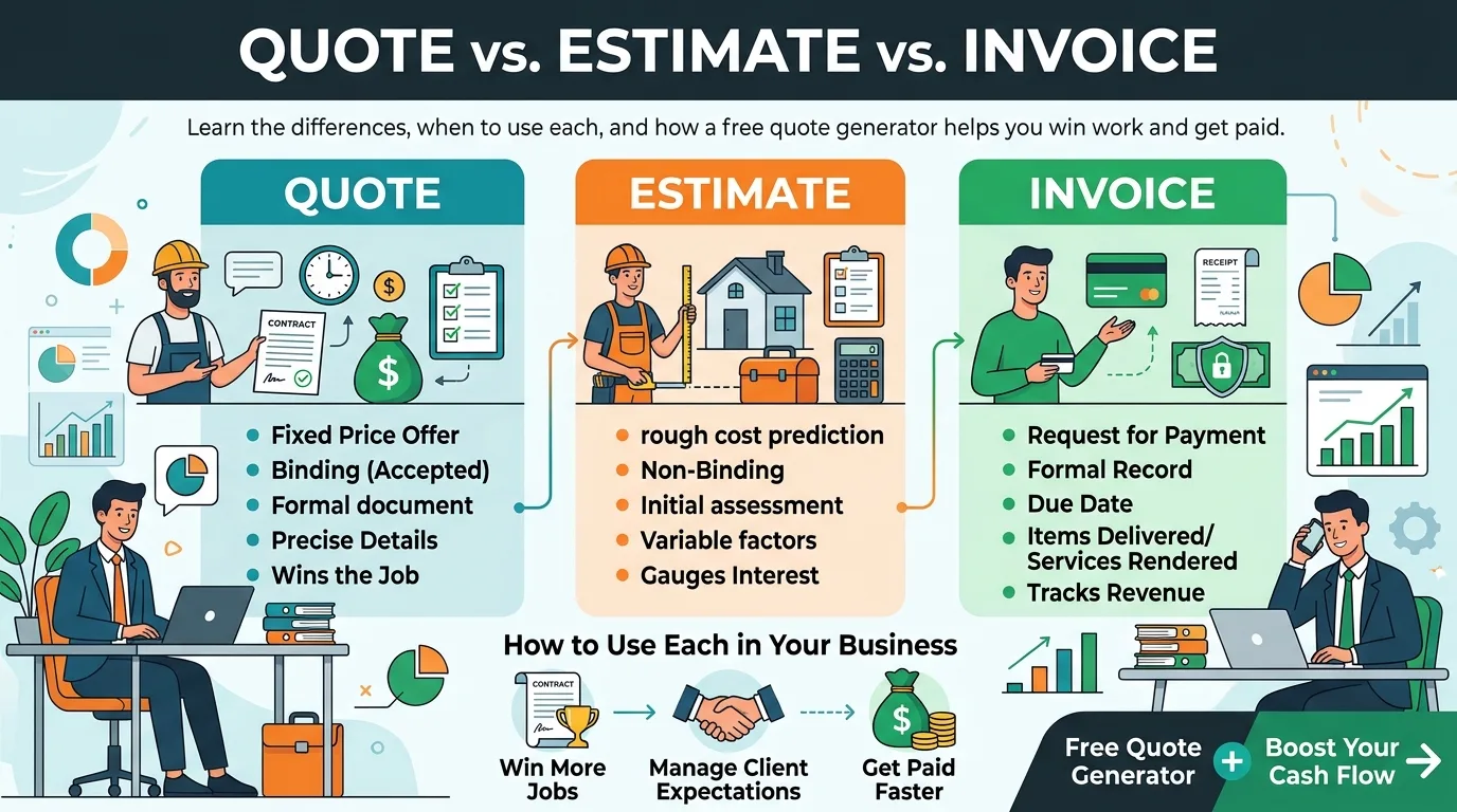 Quote vs. Estimate vs. Invoice: How to Use Each in Your Business