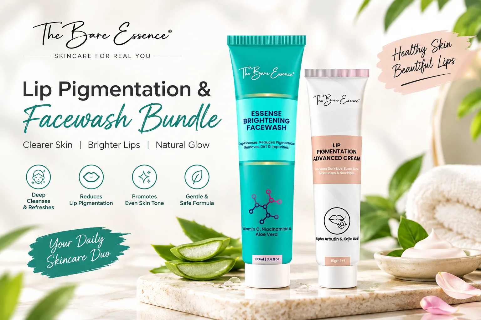 Lip Pigmentation & Facewash Bundle - The Bare Essence