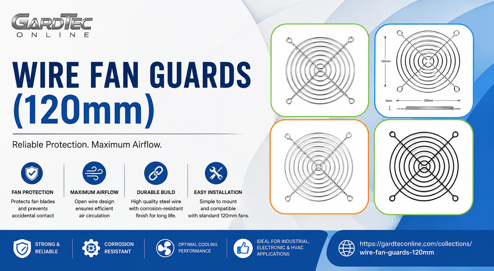 Wire Fan Guards (120mm): Reliable Protection for Cooling Fans and Improved Airflow
