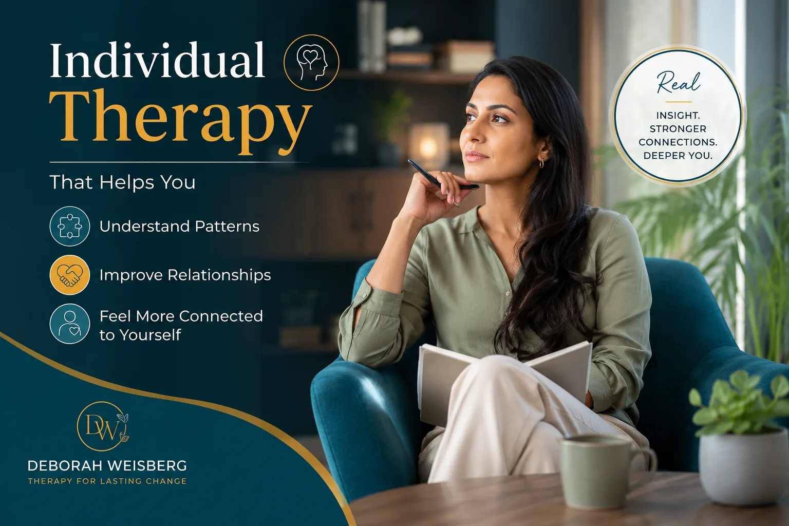 Deborah Weisberg Individual Therapy for Managing Anxiety, Building Confidence, and Creating Healthier Life Patterns