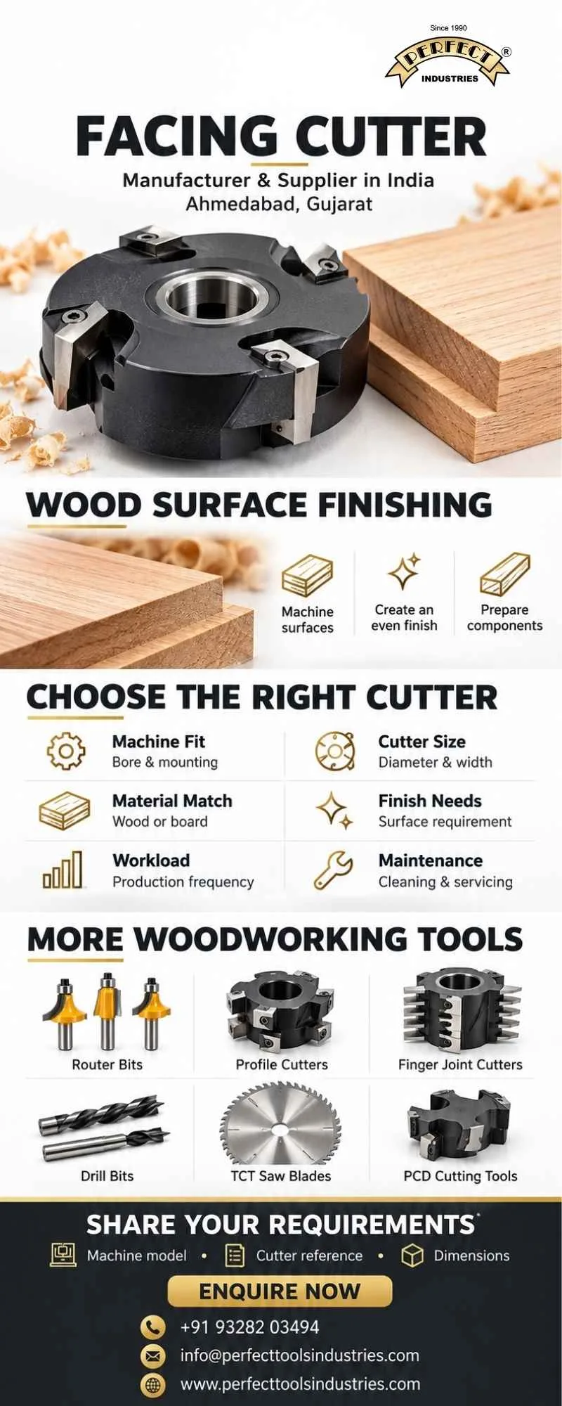 Facing Cutter Manufacturer and Supplier in India for Smooth Wood Surfaces