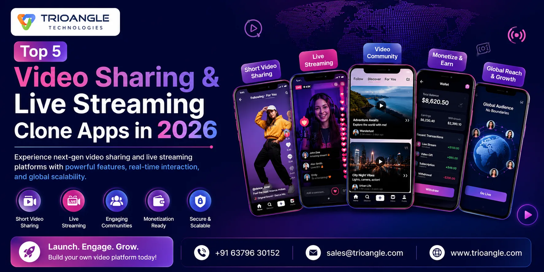 Top 5 Video Sharing & Live Streaming Clone Apps in 2026