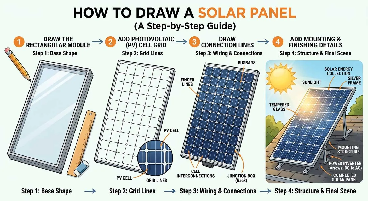 Drawing of a Solar Panel: How to Sketch, Read, and Understand Solar Panel Designs