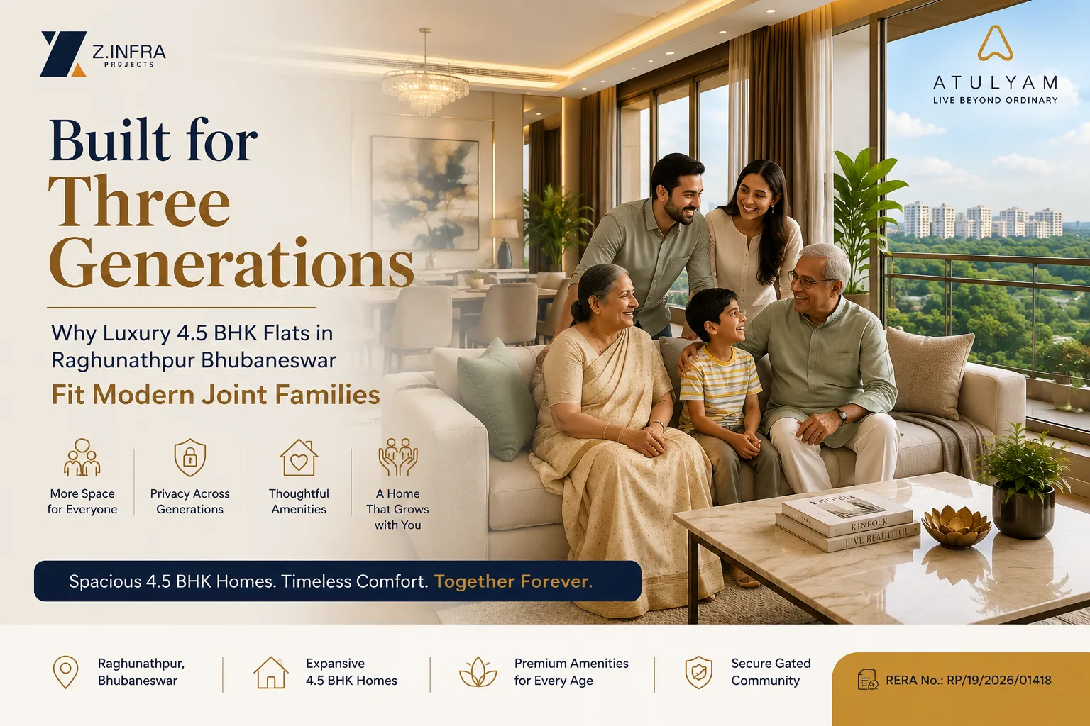 Built for Three Generations — Why Luxury 4.5 BHK Flats in Raghunathpur Bhubaneswar Fit Modern Joint Families