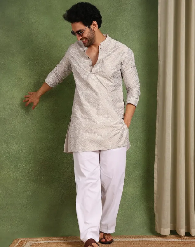 Diwali Style for Men: Create a Graceful Festive Look with a Beige Cotton-Silk Kurta Set