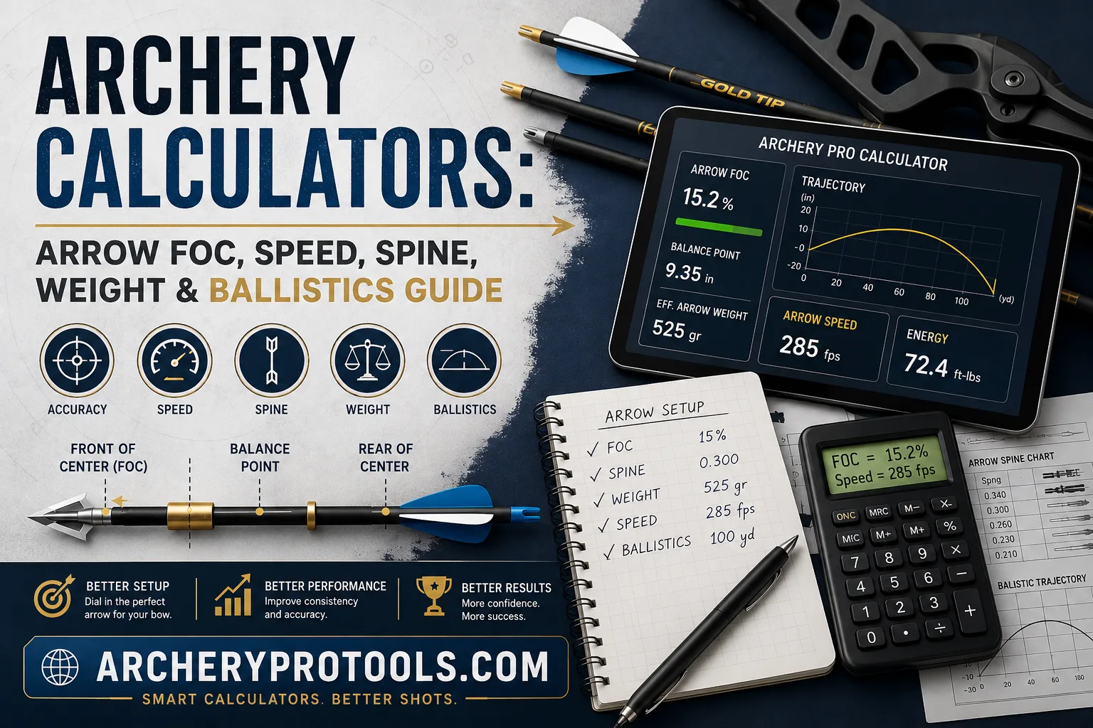 Archery Calculators: Arrow FOC, Speed, Spine, Weight & Ballistics Guide