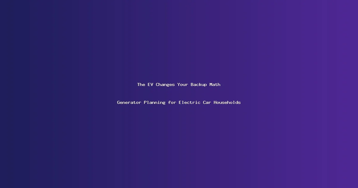The EV Changes Your Backup Math: Generator Planning for Electric Car Households