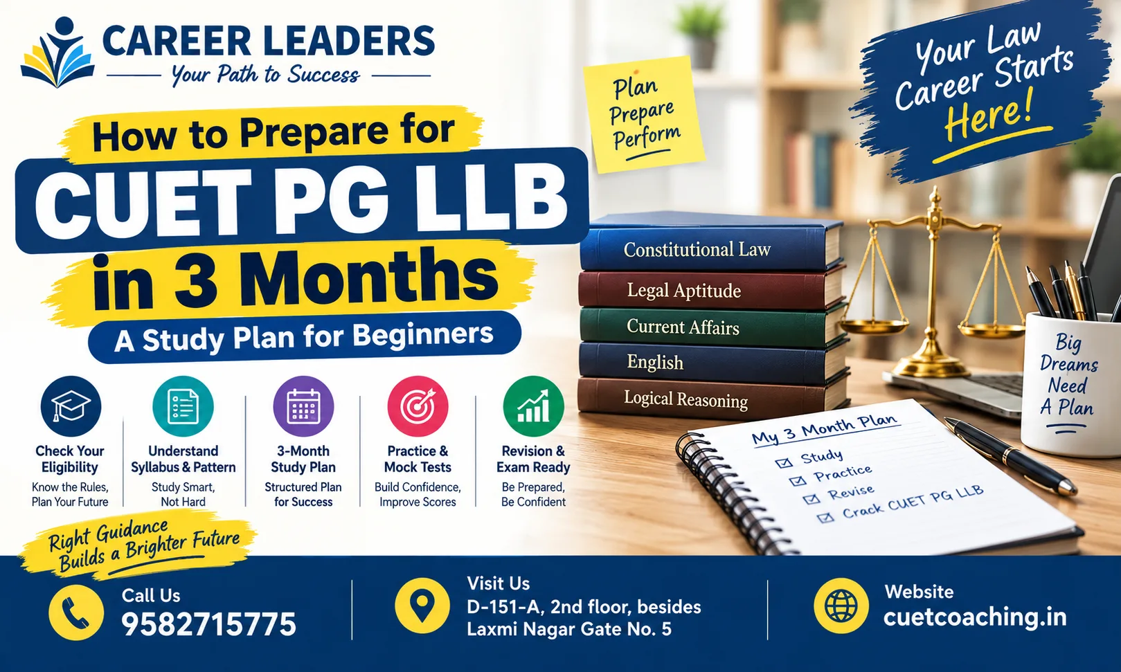 How to Prepare for CUET PG LLB in 3 Months: A Study Plan foe Beginners | CUET PG LLB in 3 Months