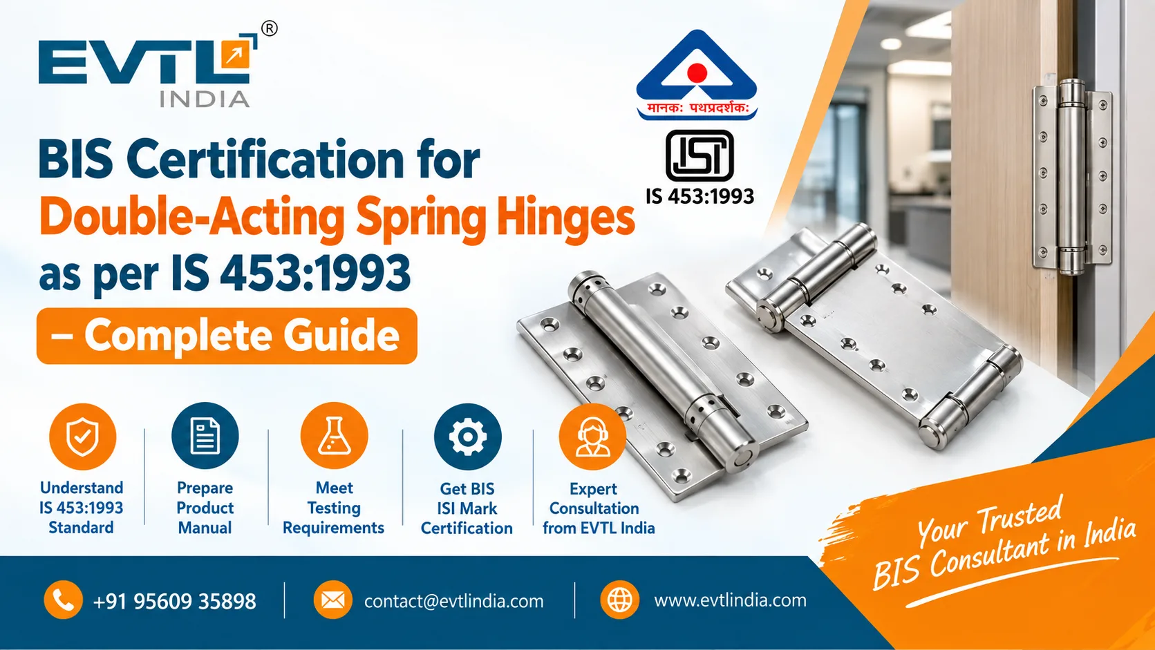 BIS Certification for Double-Acting Spring Hinges as per IS 453:1993