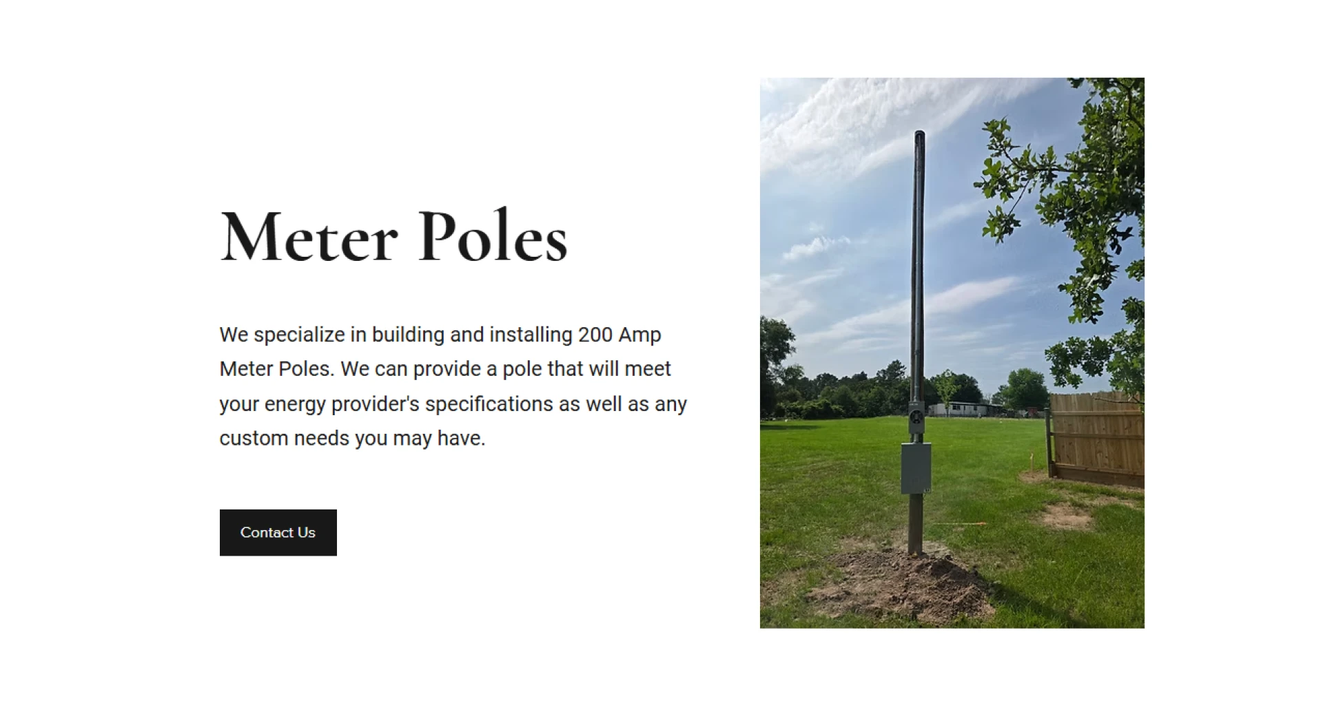 Residential Meter Pole Sales and Installation Services in Texas