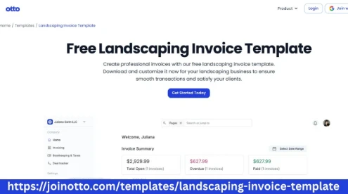 Otto AI Offers Landscaping Invoice Template for Billing