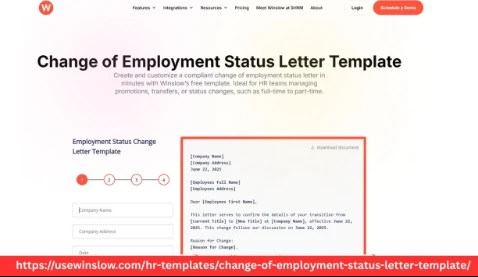 Change of Employment Status Letter Template for Internal Use