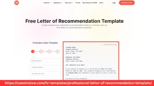 Letter of Recommendation Template for Teams and Slack