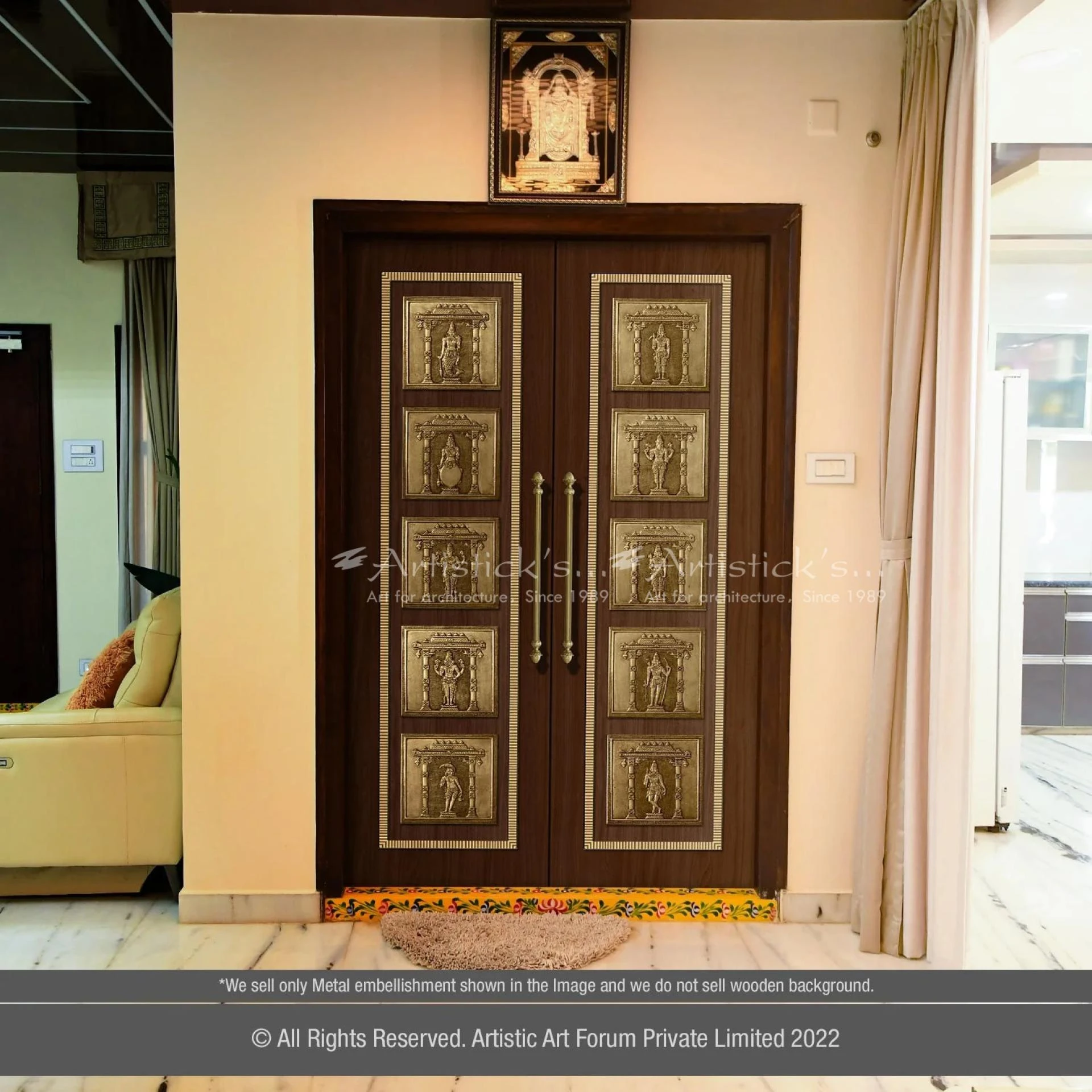 Guardians of Grace: Exploring the Pooja Door Design with Dasavatharam Artwork