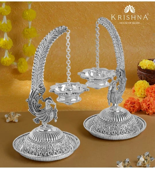 Pure Silver Diya – Illuminate Your Space with Divine Light and Positivity