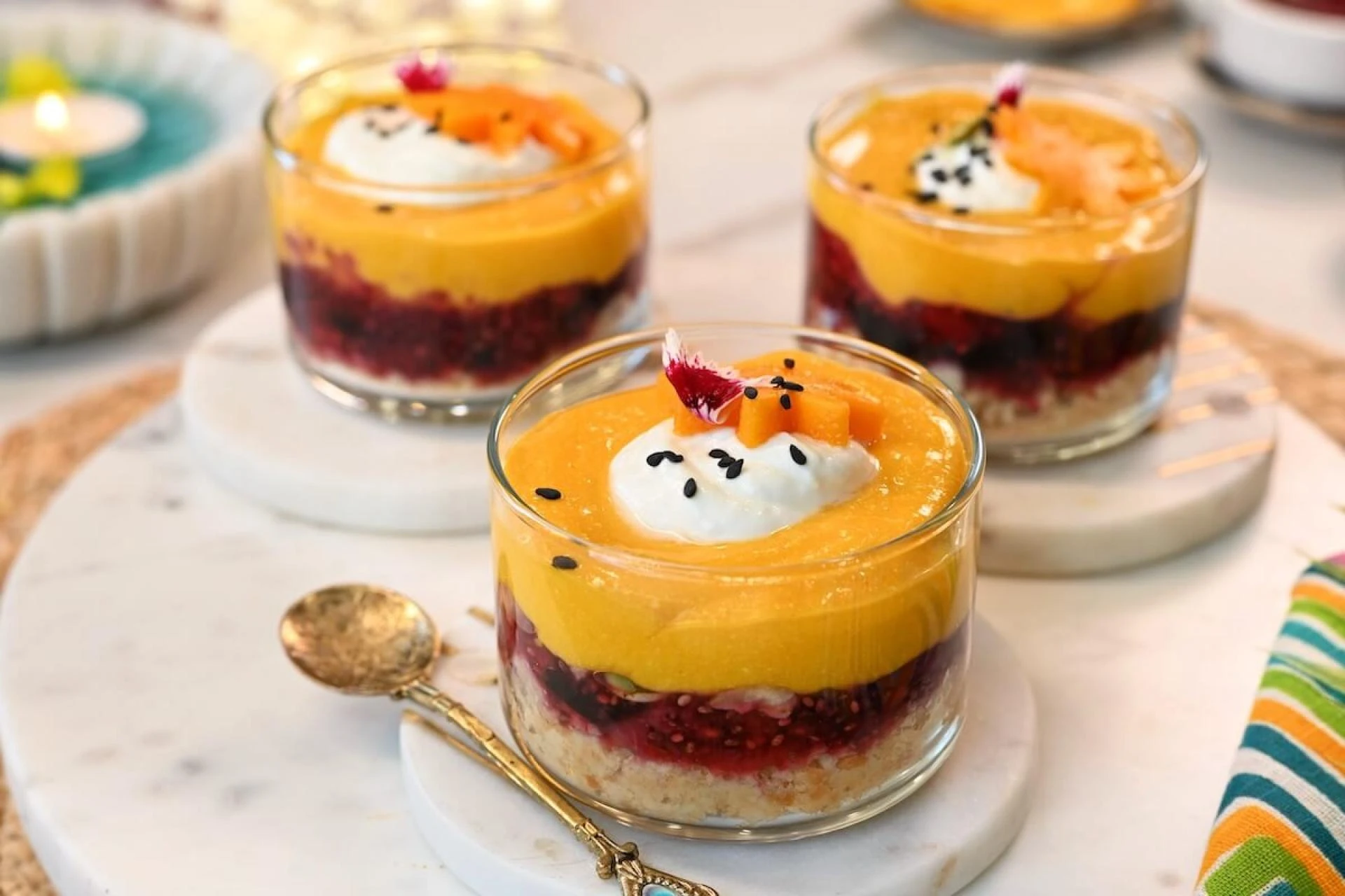 No-Bake Dessert Ideas Using Mango, Strawberry & Blueberry Purée