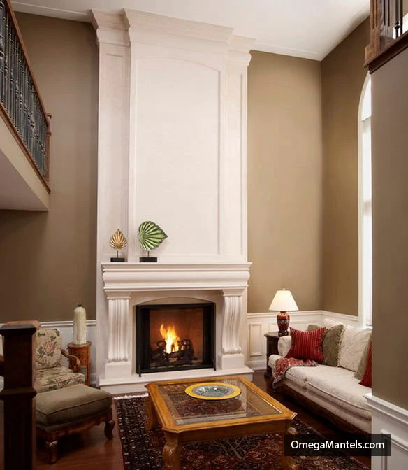 Elevate Your Open Concept Living Room with Seamless Stone Mantels