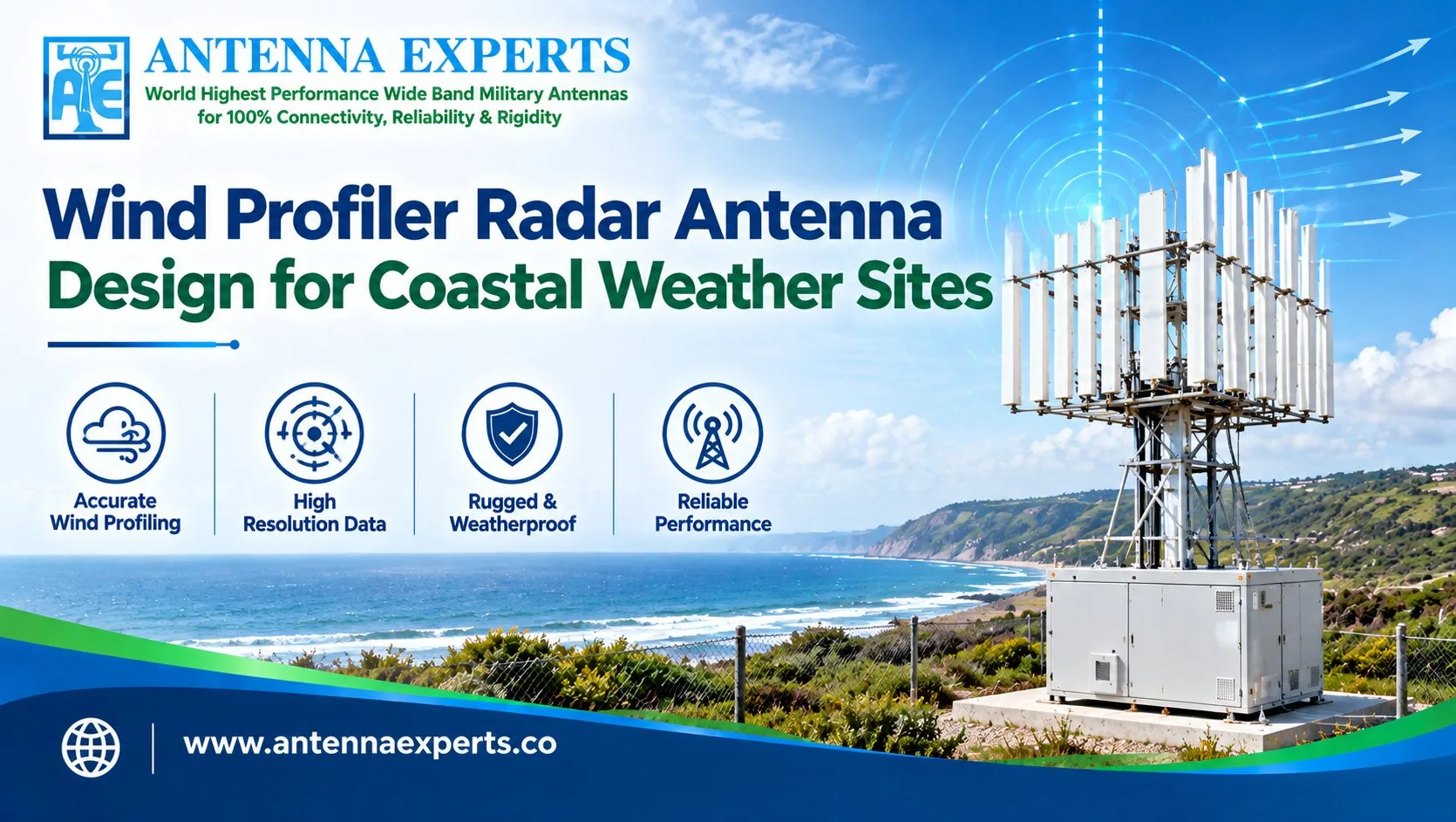 Wind Profiler Radar Antenna Design for Coastal Weather Sites