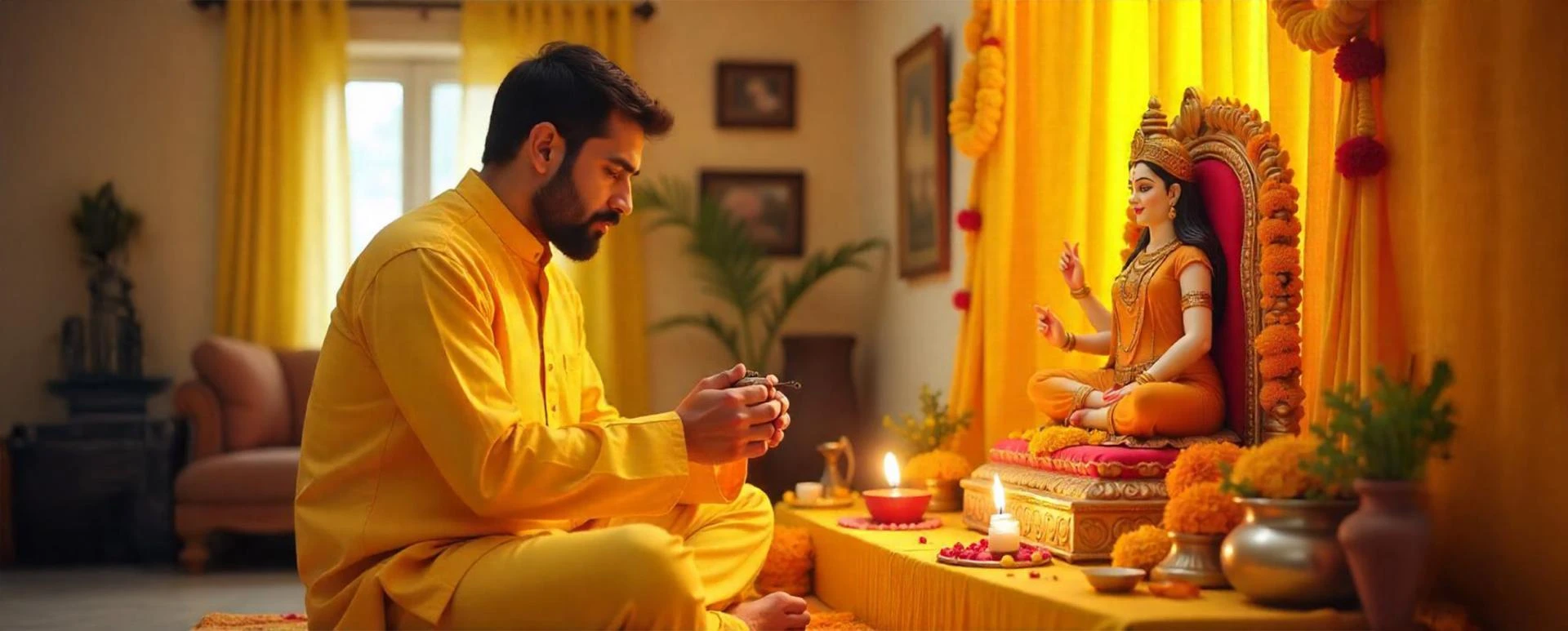 Why is yellow the dominant colour during Vasant Panchami?