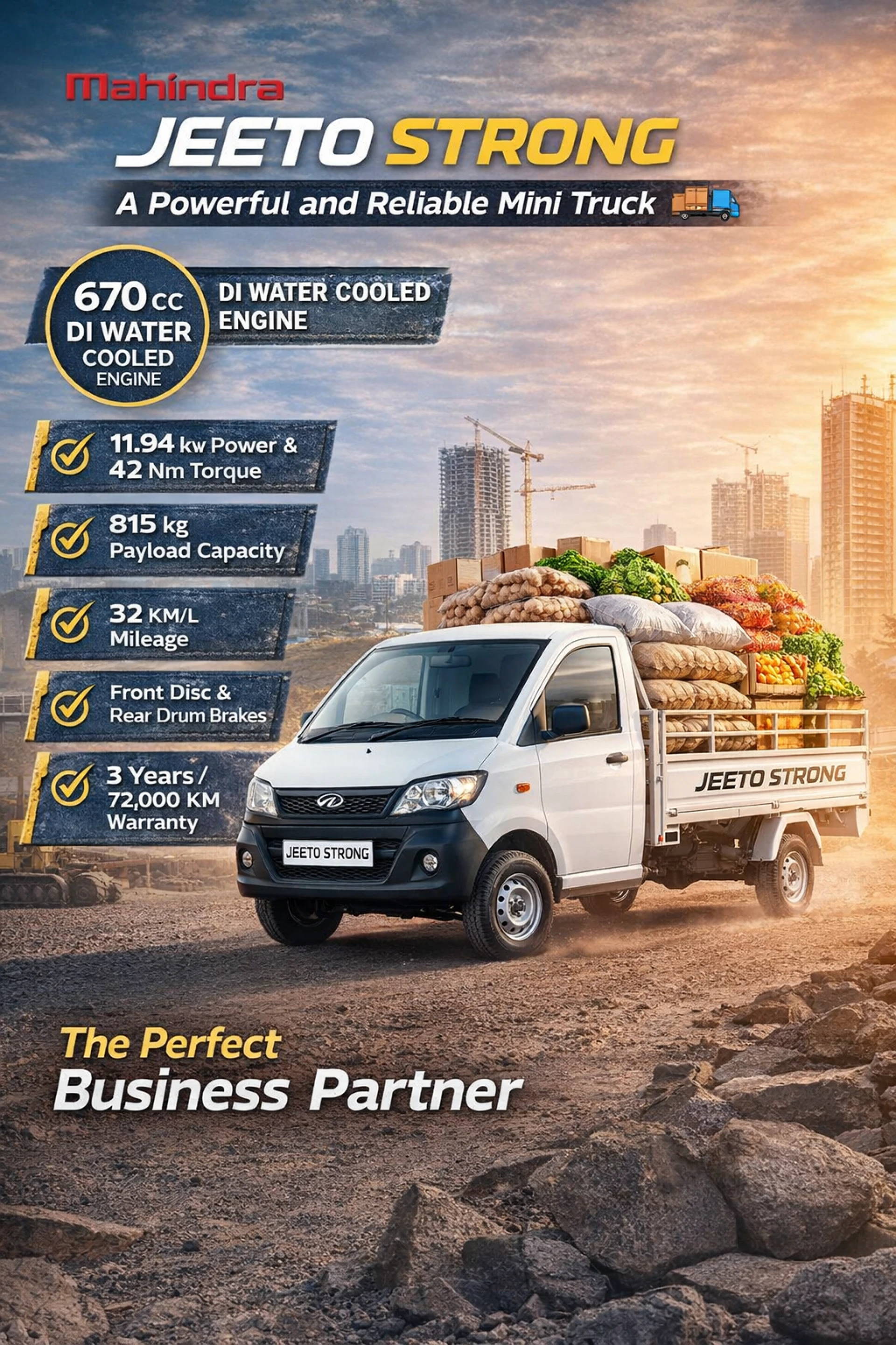 Mahindra Jeeto Strong – A Powerful and Reliable Mini Truck