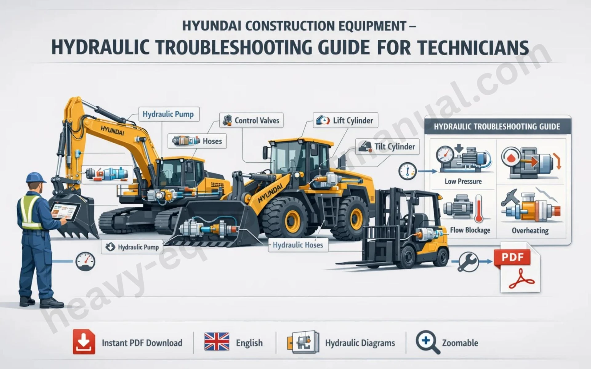 Hyundai R200LC-210LC Excavator Hydraulic System Troubleshooting Guide for Technicians
