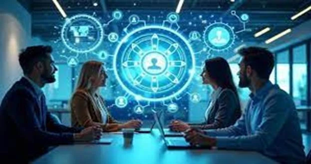 A group of people sitting at a table with a glowing circle
AI-generated content may be incorrect.
