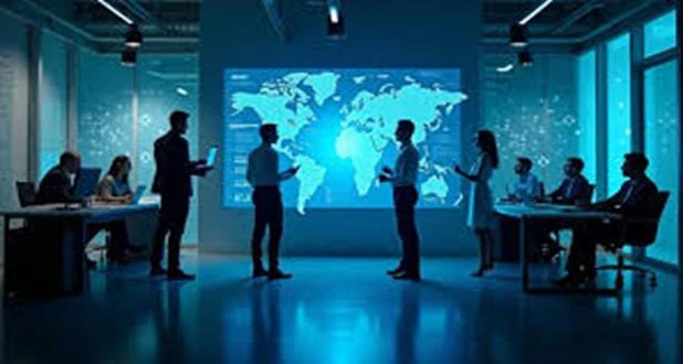 A group of people standing in front of a large screen
AI-generated content may be incorrect.